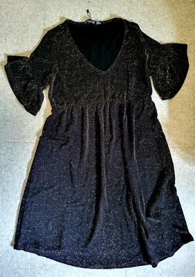 NEUVE avec étiquette Taille 38 magnifique robe BOOHOO noir doré  - Photo 1/2