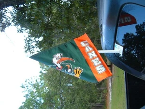 UNIVERSITY OF MIAMI HURRICANE 11 X 14 AUTO WINDOW IBIS CANES G/O FLAG TWO SIDE - Picture 1 of 2