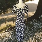Vintage 90s Floral Dress Size 9/10 Lace Round Collar Button Strappy Cottagecore