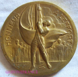 MED10684 - MEDAILLE ART DECO - HONNEUR A L'EFFORT par CONTAUX - Picture 1 of 4