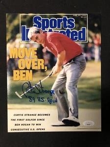 CURTIS STRANGE SIGNED 1989 SI COVER 8x10 89 US OPEN INSCRIPTION JSA - Picture 1 of 1
