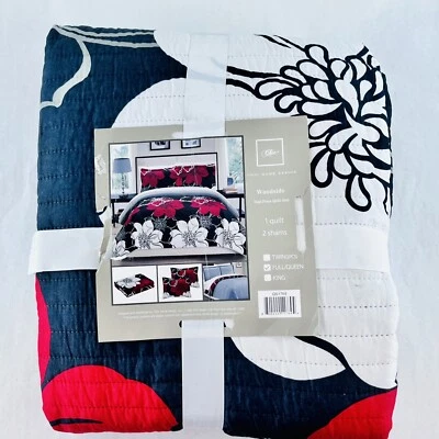 Chic Home Woodside 3 Piece Quilt Set Queen / Full Floral Quilt Shams Blanket New - Image 1 of 4