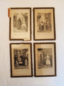 4 Antique Miniature Under Glass Engravings - Picture 1 of 6