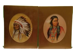 Paul Boren Native American Chief And Princess Prints Gold Mat Collectible Gift - Picture 1 of 8