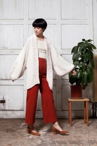 JESSE KAMM Sailor Iron Oxide Burnt Orange High Waisted Wide Leg Trouser Pant XS - Bild 1 von 3