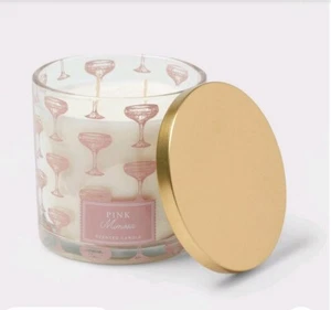 14oz Lidded Glass Scented Candle Pink Mimosa - Lead Free Wicks Threshold - Picture 1 of 3