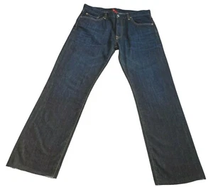 Pantalones de mezclilla Uniqlo UJ para hombre W35 L30 dobladillo crudo algodón pierna recta 5 puntos cremallera azul mosca - Imagen 1 de 13
