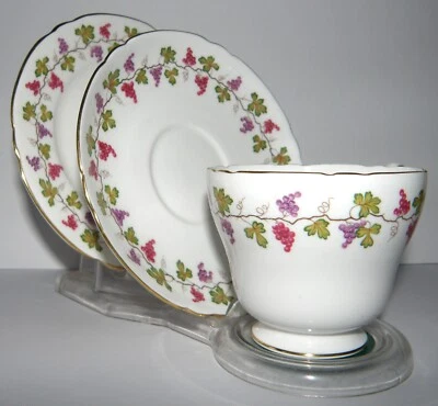 SHELLEY China 'WINE GRAPE'  Pattern 13698 Tea Trio.  1938-1966  Fine Bone China - image 1 of 4