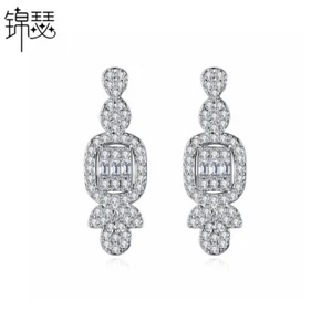 Exquisite White Zircon Net Red Temperament Gold Plated Women's Earrings - Picture 1 of 7