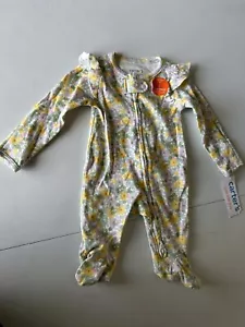 Carters Baby Girl Floral Knit Sleeper Size NB - Picture 1 of 5