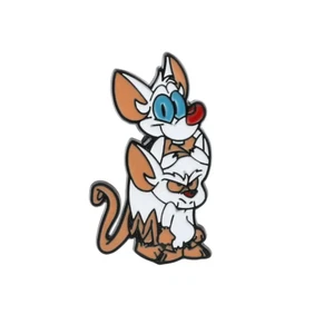 PINKY AND THE BRAIN FROM THE 90's CARTOON SERIES METAL BADGE STYLE A FREE POST - Picture 1 of 4