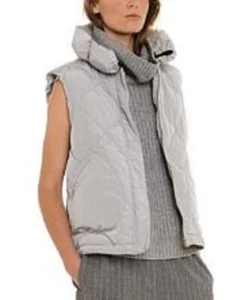 country road grey padded sleeveless puffer vest size xxs womens zip & stud front - Picture 1 of 11