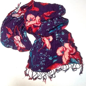 Scarf Vintage Liz Claiborne Scarf Purple Red Floral Print, 18 x 52” - Picture 1 of 3