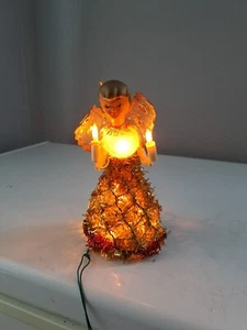 Topper de árbol de ángel brillante brillante vintage Feliz Navidad iluminado eléctrico MCM - Imagen 1 de 6