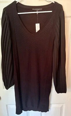 Vestido Suéter Plisado Negro Casa Blanca Mercado Negro Manga Globo Pequeño Nuevo con Etiquetas Foto 1 de 4