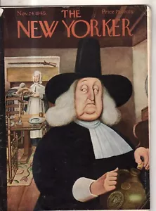 1945 New Yorker November 24 - Puritan's Thanksgiving liquor - Rea Irvin - Picture 1 of 1