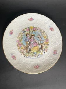 ROYAL DOULTON MY VALENTINE DAY CUPID ANGEL & COUPLE PLATE 1977 ROSES GOLD EDGING - Imagen 1 de 5