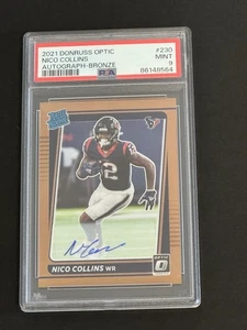 Nico Collins 2021 Panini Donruss Optic Bronze Auto #230 PSA 9 - Bild 1 von 7