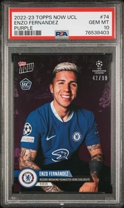 PSA 10 GEM-MT Enzo Fernandez 2022 Topps Now UCL #74 Rookie Card Purple #42/99 - Picture 1 of 1
