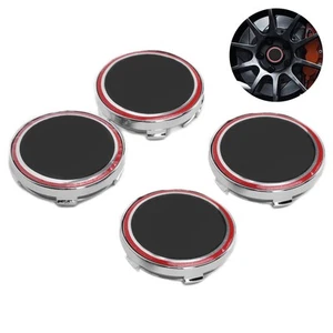 ✦ Black+Red 4PCS Car Wheel Centre Cover Waterproof Aluminium Alloy Scratch - Picture 1 of 12