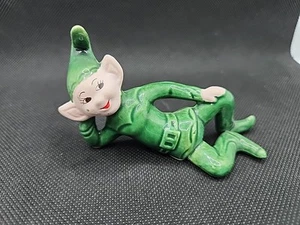 Vintage Pixie Elfe Figur Keramik grün mit Original Papier 4" "verträumt" - Bild 1 von 7