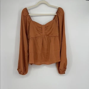 Davi & Dani rostorange Herbst Boho Bauern Bluse Langarm Oberteil Gr. L - Bild 1 von 5