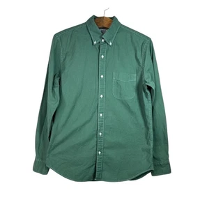 J. Crew Mens Slim Broken-in Garment-Dyed Organic Cotton Green Oxford Shirt Sz M - Picture 1 of 11