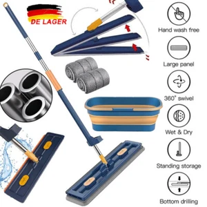 Flachmopp Wischmop Set Bodenwischer 360° Mopp mit Auswringfunktion Oder Eimer - Bild 1 von 17