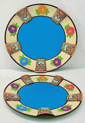 Amscan Tiki and Floral Serving Tray Hawaiian Tropical Luau Embossed Plastic 16" - Image 1 of 4