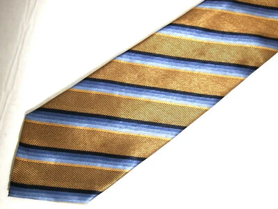 Corbata Croft & Barrow para hombre dorada azul a rayas 58" Foto 1 de 4