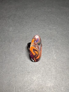 Boho Bohemian Hippie Y2K Style Plastic Orange Colorful Marbled Oval Ring 7.5 - Picture 1 of 5