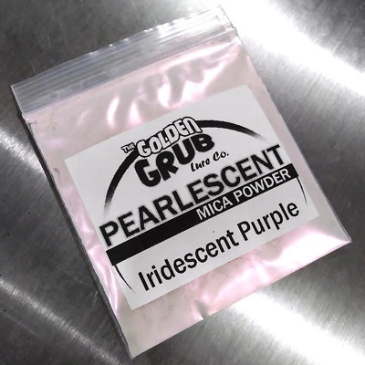THE GOLDEN GRUB LURE CO NEW 1 OZ. Bi-Color IRIDESCENT PURPLE Pearly Mica Powder Fishing Plastisol