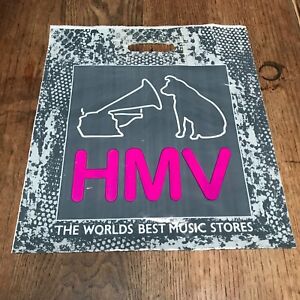 Vintage original 1980s 1990s HMV 12" Record Shop Plastic Carrier Bag 80s retro