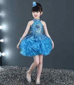 New Children Top Layers Wedding Party Dresses Baby Girls Neck Kids Dresses - Picture 1 of 26