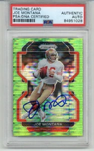 JOE MONTANA SIGNED AUTO 2021 PANINI PRIZM NEON GREEN PULSAR 49ERS RARE PSA/DNA - Picture 1 of 2