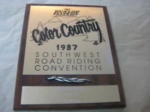 Vintage DUNLOP ELITE G/T AMA MOTORCYCLE TROPHY Plaque COLOR COUNTRY Road 1987 - Picture 1 of 7