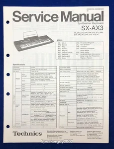 Original Technics Synthesizer Keyboard Service Manual / SX-AX3 - Picture 1 of 1