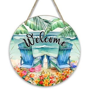 Welcome Sign for Front Door Wall Summer Door Decor Sign Beach House Summer De... - Picture 1 of 5