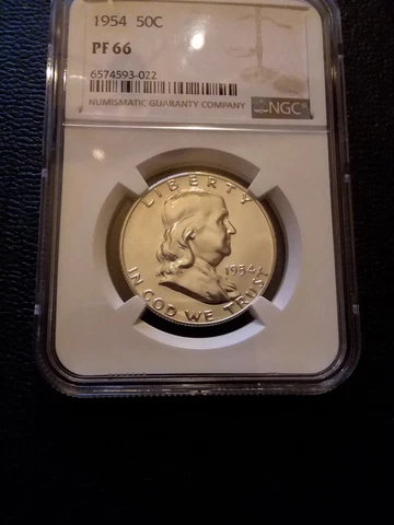 1954 NGC PF 66 FRANKLIN HALF *** SPOTLESS SUPERB PROOF - LOOKS UNDER-GRADED *** Cover