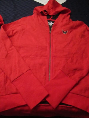 全新 Washington Capitals NHL HOCKEY 拉链连帽运动衫 夹克 女式 红色 M — 第 1/3 张图片