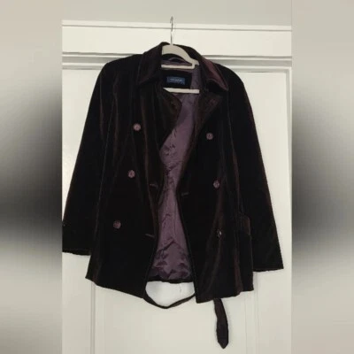 Piazza Sempione Women's Velvet Suede Belted Peacoat Made in Italy Size 46 US 12 - Image 1 of 4