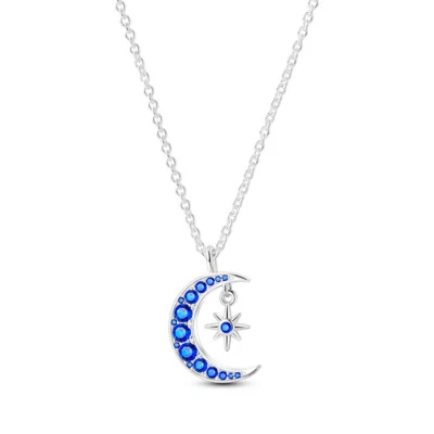 MULA Original Brilliant Star Moon Pendant Necklace For Women 925 Silver Plated - Image 1 of 4