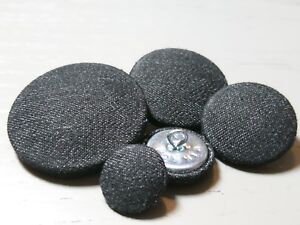 Charcoal Denim Fabric Buttons, 16mm, 20mm, 25mm, 31mm, 37mm