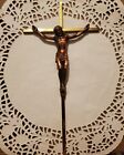  Vintage Metalowy krucyfiks Mosiądz Miedź Odcień 10" Jezus Inri Rzeźba religijna