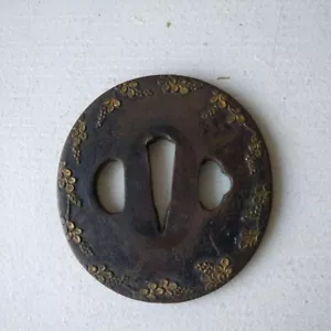 Japanese Antique Tsuba of Katana Samurai Sword Guard Iron Rare Design 73-E10 - Picture 1 of 10