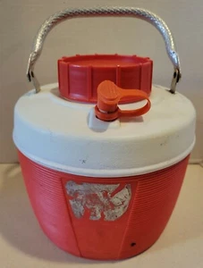 Vintage Poloron Alpine Insulated Plastic Gallon Picnic Jug Hot Cold Red White - Picture 1 of 12