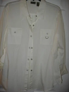 Chicos,Solid White,Crisp Cargo ,Snap Front ,Shirt,3/4 Snap style Slv,3, XL - Picture 1 of 8