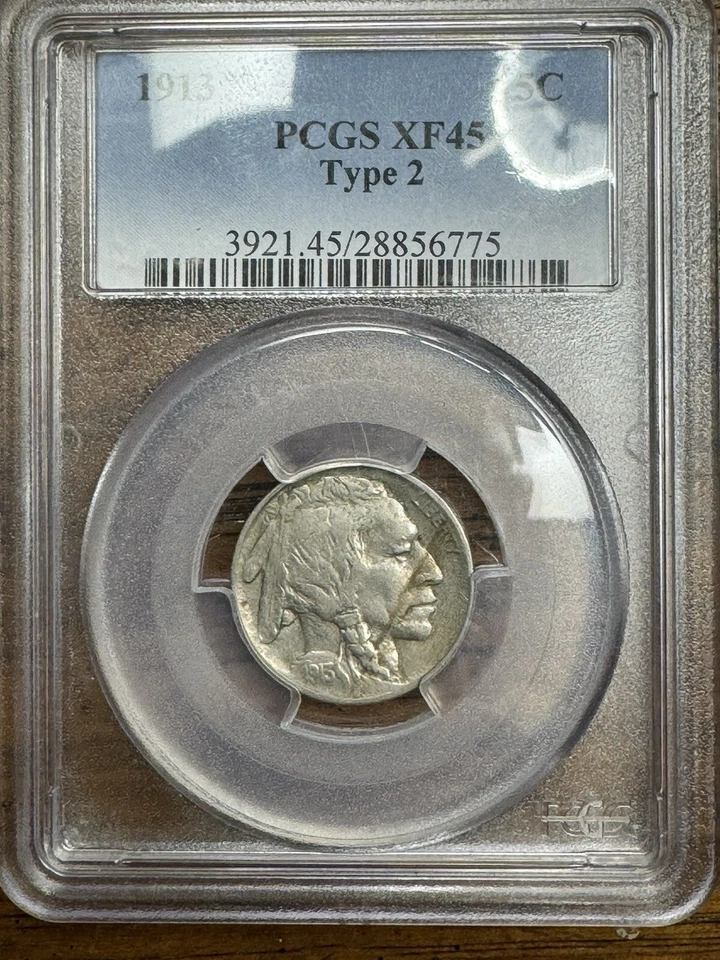 1913 Type 2 Buffalo Nickel PCGS XF45 - Image 1 of 3