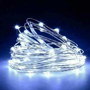 10M LED String Lights+Remote Control Battery Operated Silver Wire Picnic White - Picture 1 of 9