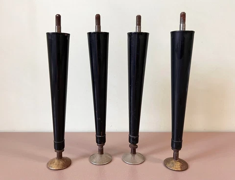 4x Tapered Mid Century Metal Legs Soviet Furniture Cabinet, Table Sofa Base USSR Cover